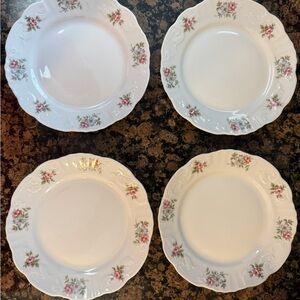 NIB Vintage Princess House 4 Porcelain Dessert plates. Rose garden pattern